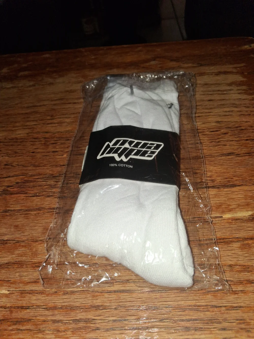 Hype White Crew Athletic Socks with Black Logo